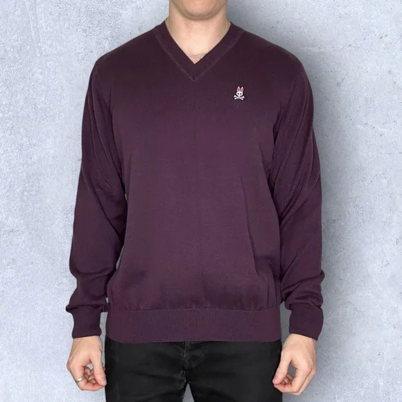 Psycho Bunny V Neck Purple Sweater - Picture 2 of 7